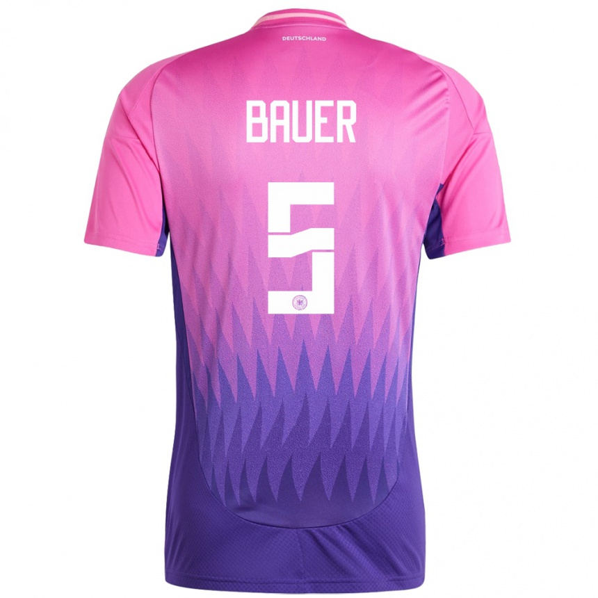 Women Football Germany Maximilian Bauer #5 Pink Purple Away Jersey 24-26 T-Shirt Nz