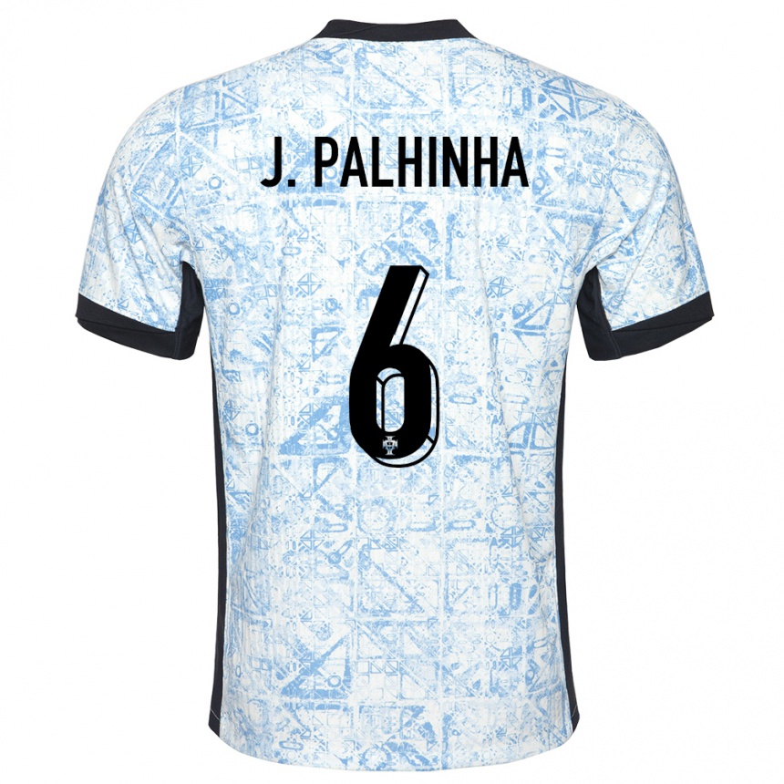 Women Football Portugal Joao Palhinha #6 Cream Blue Away Jersey 24-26 T-Shirt Nz