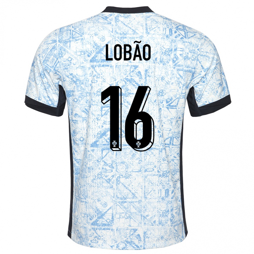 Women Football Portugal Diogo Lobao #16 Cream Blue Away Jersey 24-26 T-Shirt Nz