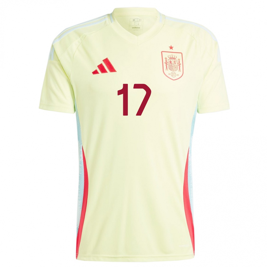 Women Football Spain Angel Ortiz #17 Yellow Away Jersey 24-26 T-Shirt Nz