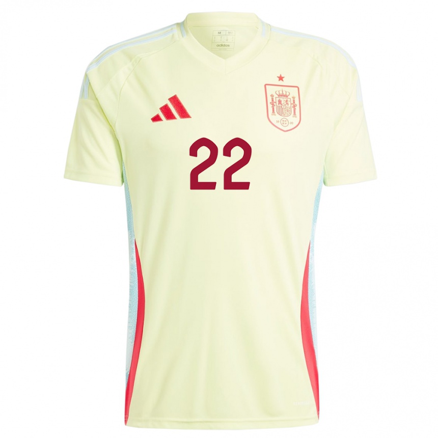 Women Football Spain Claudia Pina #22 Yellow Away Jersey 24-26 T-Shirt Nz