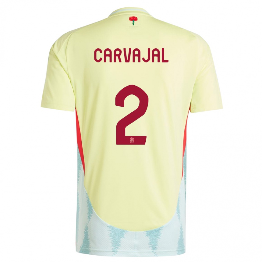 Women Football Spain Daniel Carvajal #2 Yellow Away Jersey 24-26 T-Shirt Nz