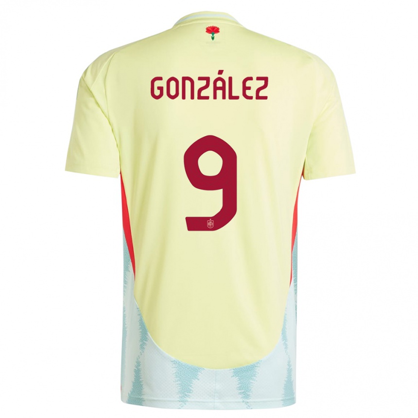 Women Football Spain Esther Gonzalez #9 Yellow Away Jersey 24-26 T-Shirt Nz