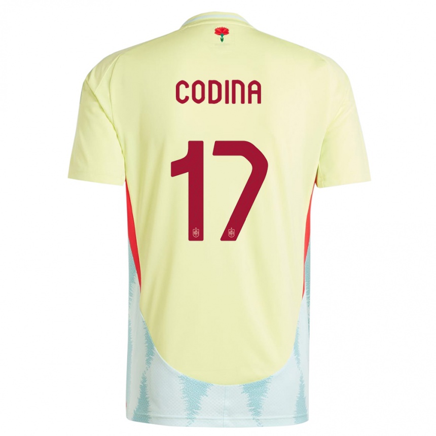 Women Football Spain Laia Codina #17 Yellow Away Jersey 24-26 T-Shirt Nz