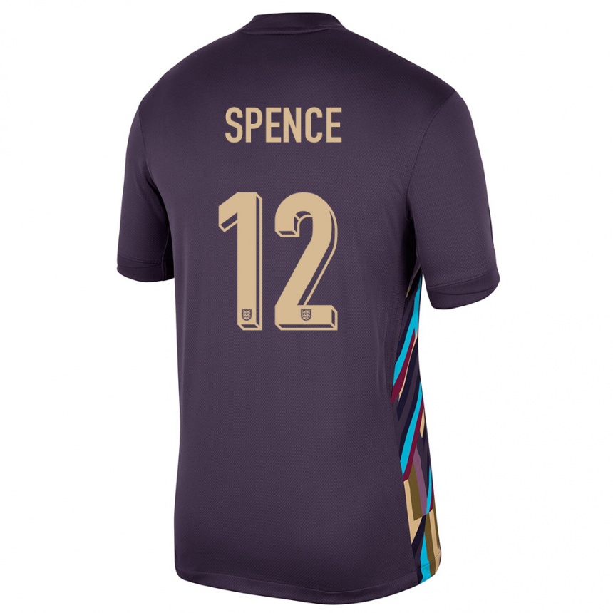 Women Football England Djed Spence #12 Dark Raisin Away Jersey 24-26 T-Shirt Nz