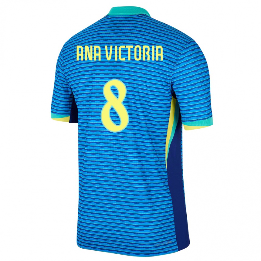 Women Football Brazil Ana Victoria #8 Blue Away Jersey 24-26 T-Shirt Nz