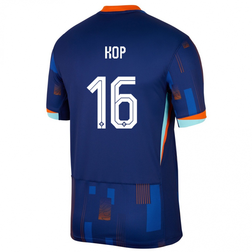 Women Football Netherlands Lize Kop #16 Blue Away Jersey 24-26 T-Shirt Nz