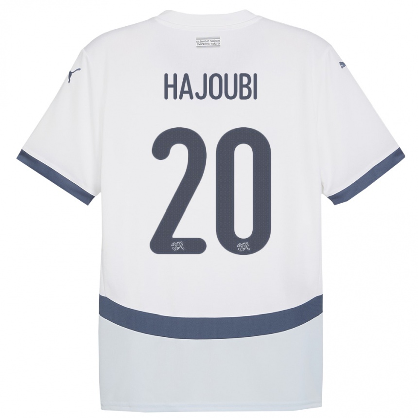 Women Football Switzerland Amin Hajoubi #20 White Away Jersey 24-26 T-Shirt Nz