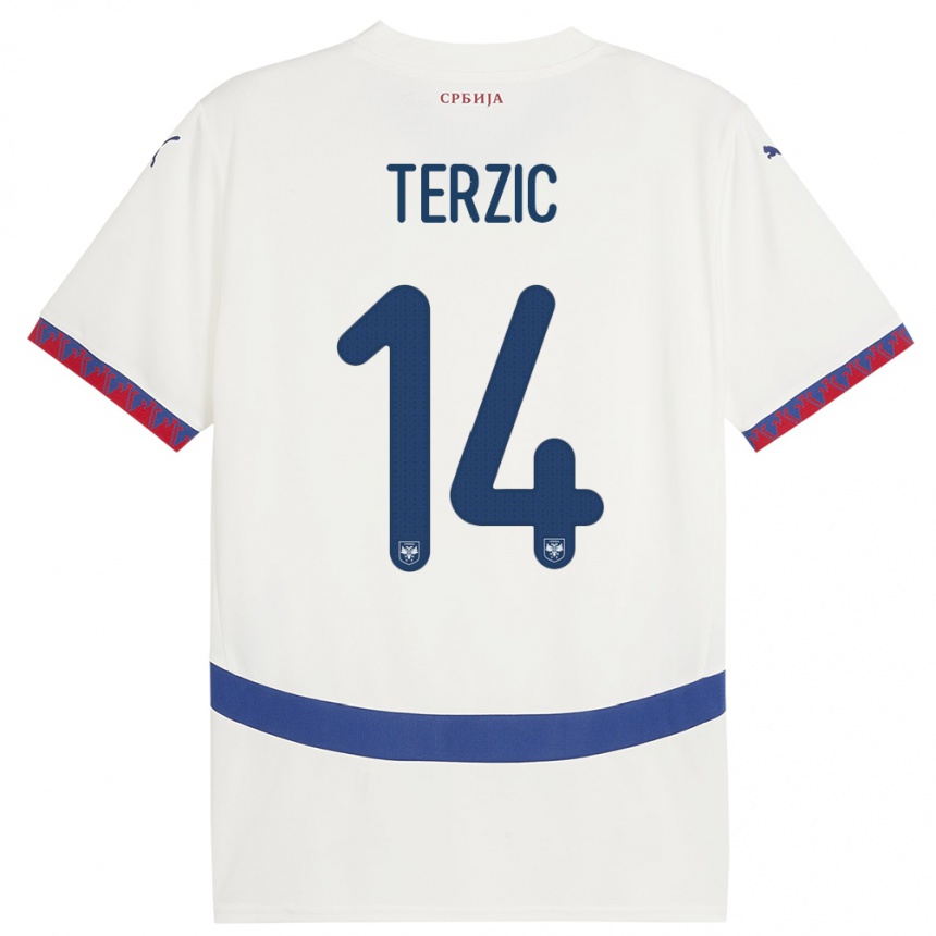 Women Football Serbia Aleksa Terzic #14 White Away Jersey 24-26 T-Shirt Nz