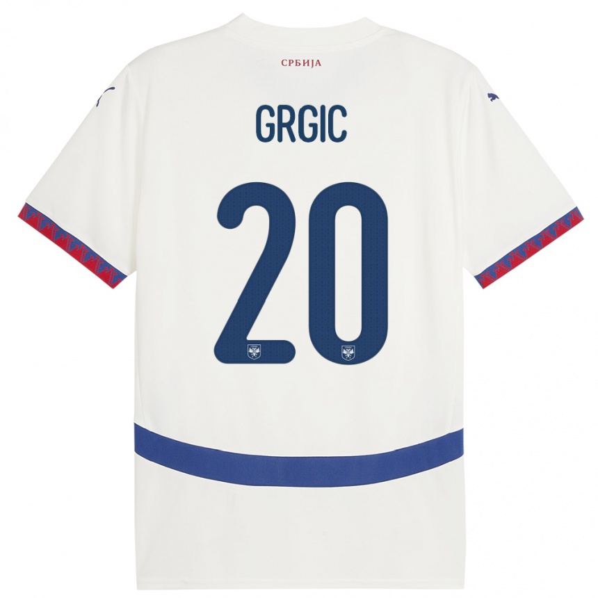 Women Football Serbia Dario Grgic #20 White Away Jersey 24-26 T-Shirt Nz