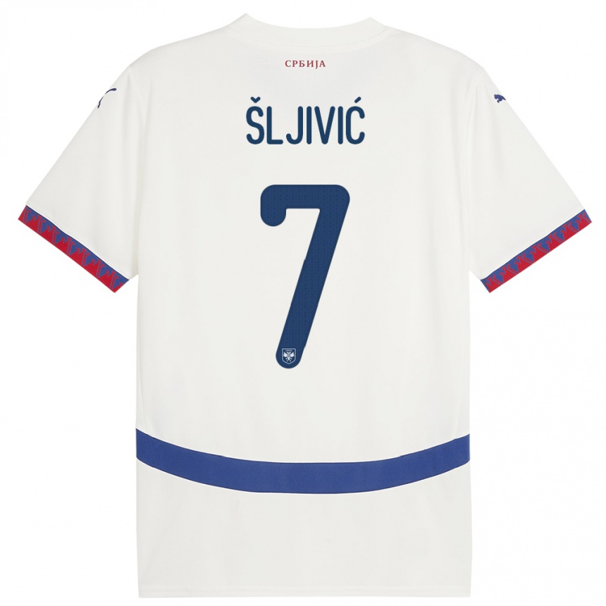 Women Football Serbia Jovan Sljivic #7 White Away Jersey 24-26 T-Shirt Nz