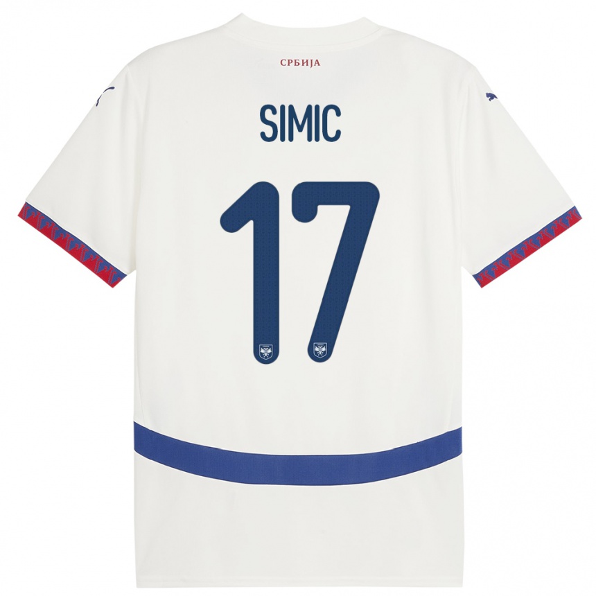 Women Football Serbia Jan Carlo Simic #17 White Away Jersey 24-26 T-Shirt Nz