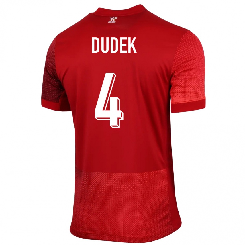 Women Football Poland Paulina Dudek #4 Red Away Jersey 24-26 T-Shirt Nz