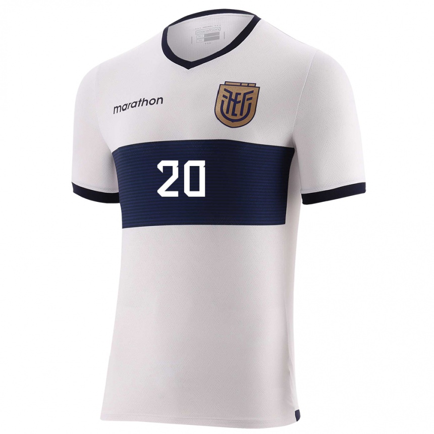 Women Football Ecuador Jhegson Womendez #20 White Away Jersey 24-26 T-Shirt Nz