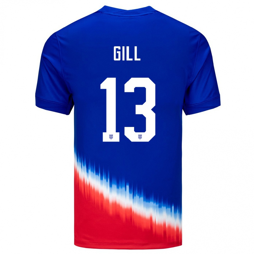 Women Football United States Adrian Gill #13 Blue Away Jersey 24-26 T-Shirt Nz