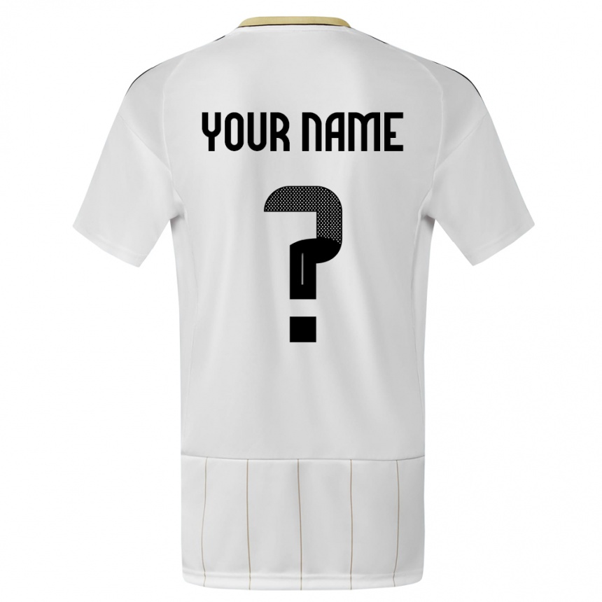 Women Football Costa Rica Your Name #0 White Away Jersey 24-26 T-Shirt Nz