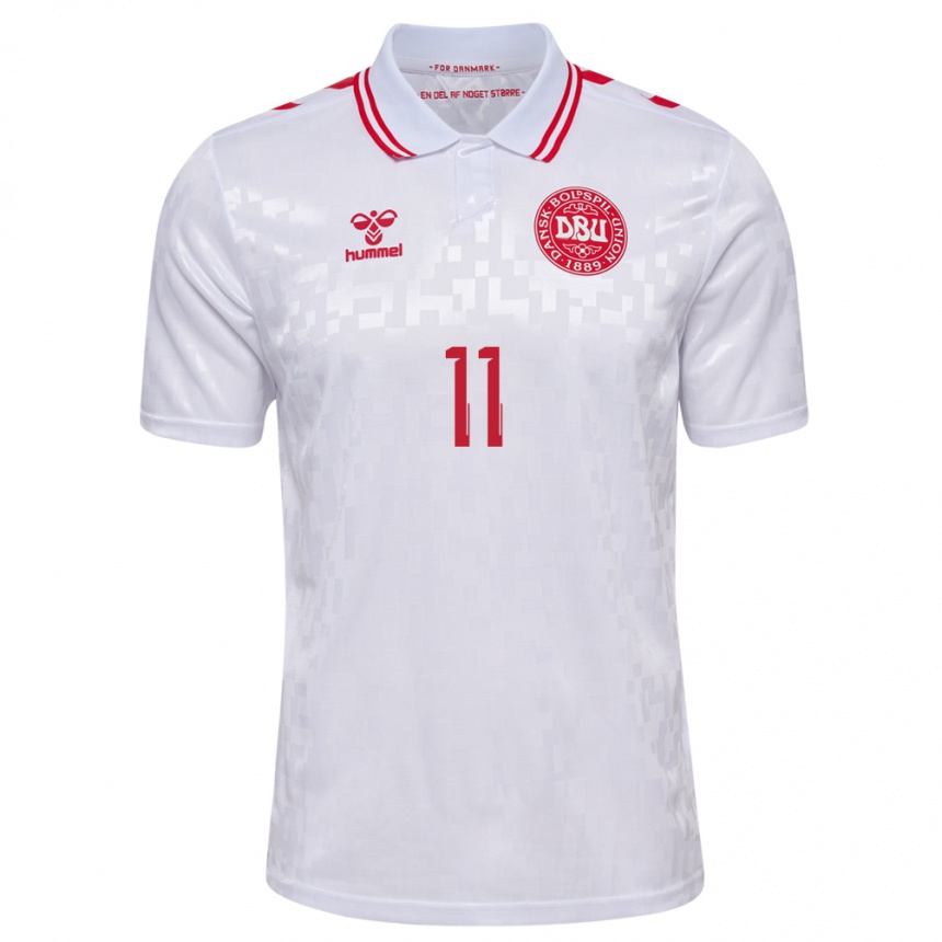 Women Football Denmark Jeppe Kjær #11 White Away Jersey 24-26 T-Shirt Nz