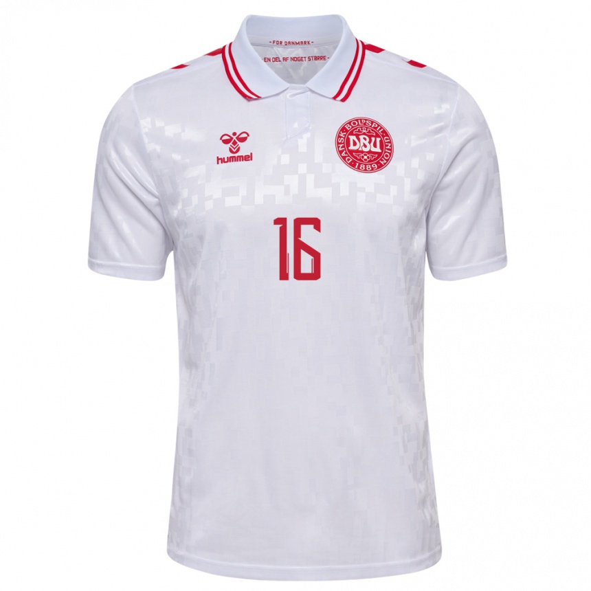 Women Football Denmark Alberte Vingum #16 White Away Jersey 24-26 T-Shirt Nz