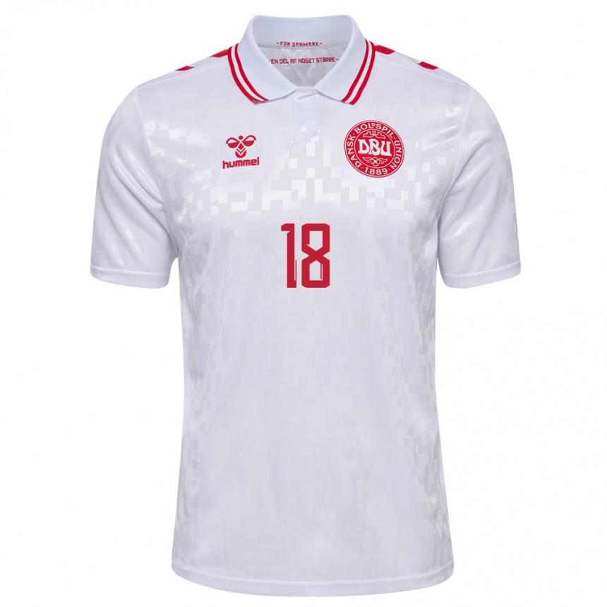 Women Football Denmark Alexander Bah #18 White Away Jersey 24-26 T-Shirt Nz