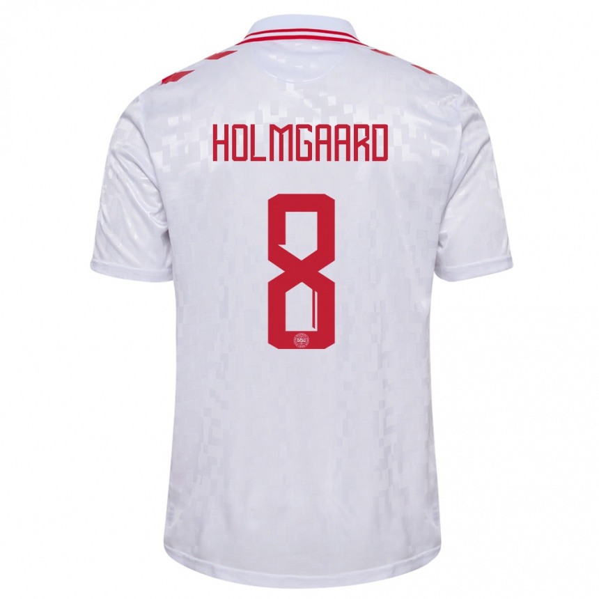 Women Football Denmark Sara Holmgaard #8 White Away Jersey 24-26 T-Shirt Nz