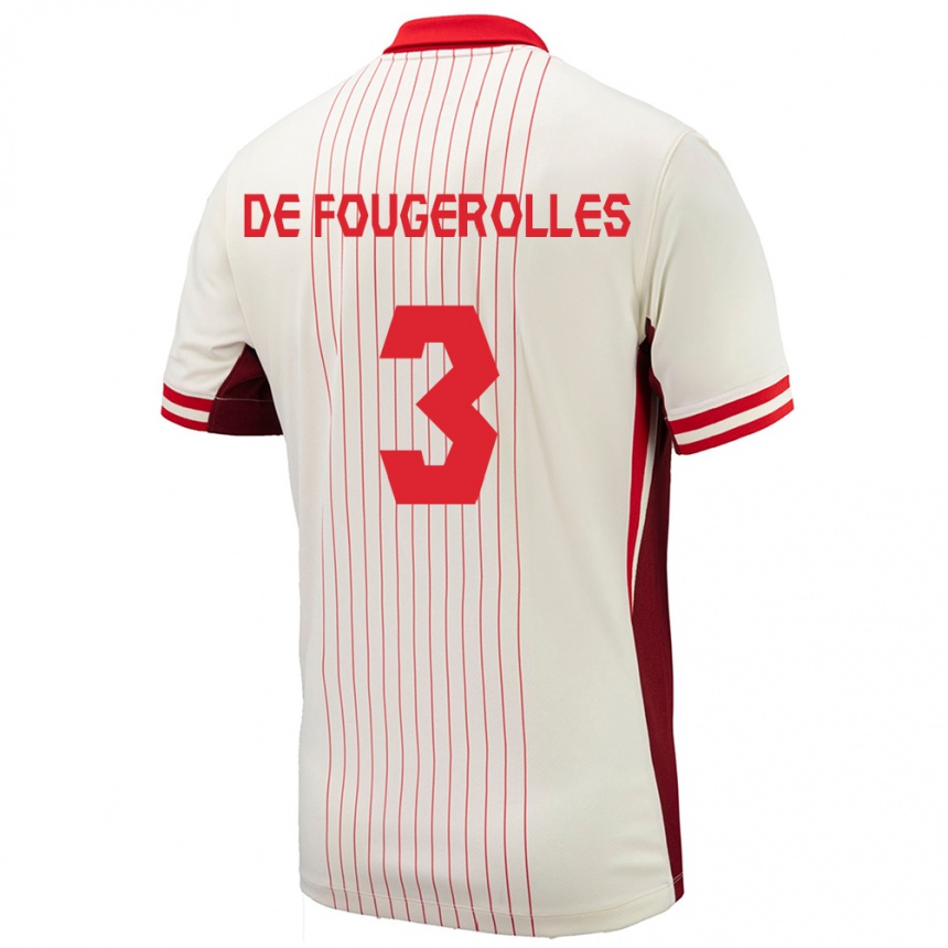 Women Football Canada Luc De Fougerolles #3 White Away Jersey 24-26 T-Shirt Nz