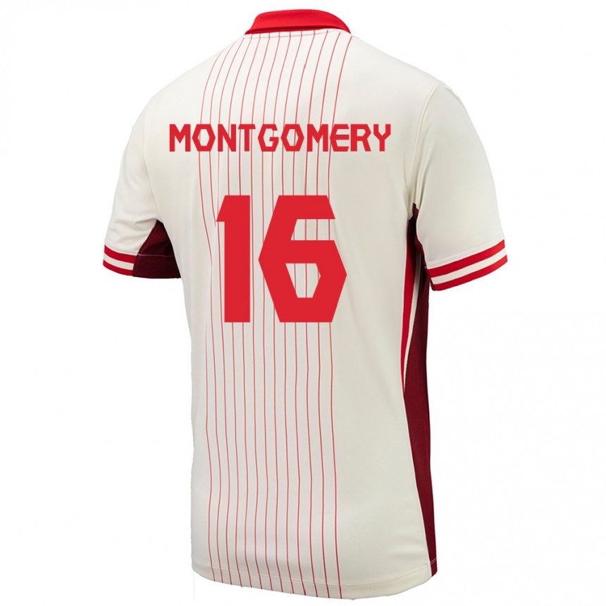 Women Football Canada Callum Montgomery #16 White Away Jersey 24-26 T-Shirt Nz