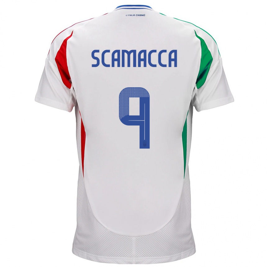 Women Football Italy Gianluca Scamacca #9 White Away Jersey 24-26 T-Shirt Nz