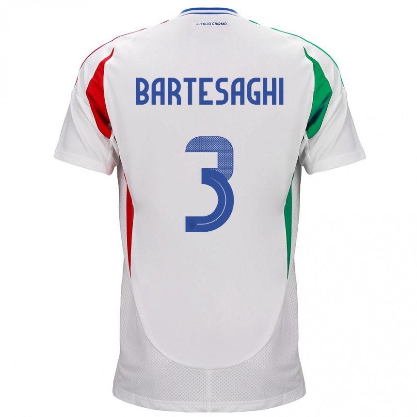 Women Football Italy Davide Bartesaghi #3 White Away Jersey 24-26 T-Shirt Nz