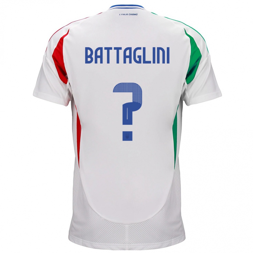 Women Football Italy Pietro Battaglini #0 White Away Jersey 24-26 T-Shirt Nz