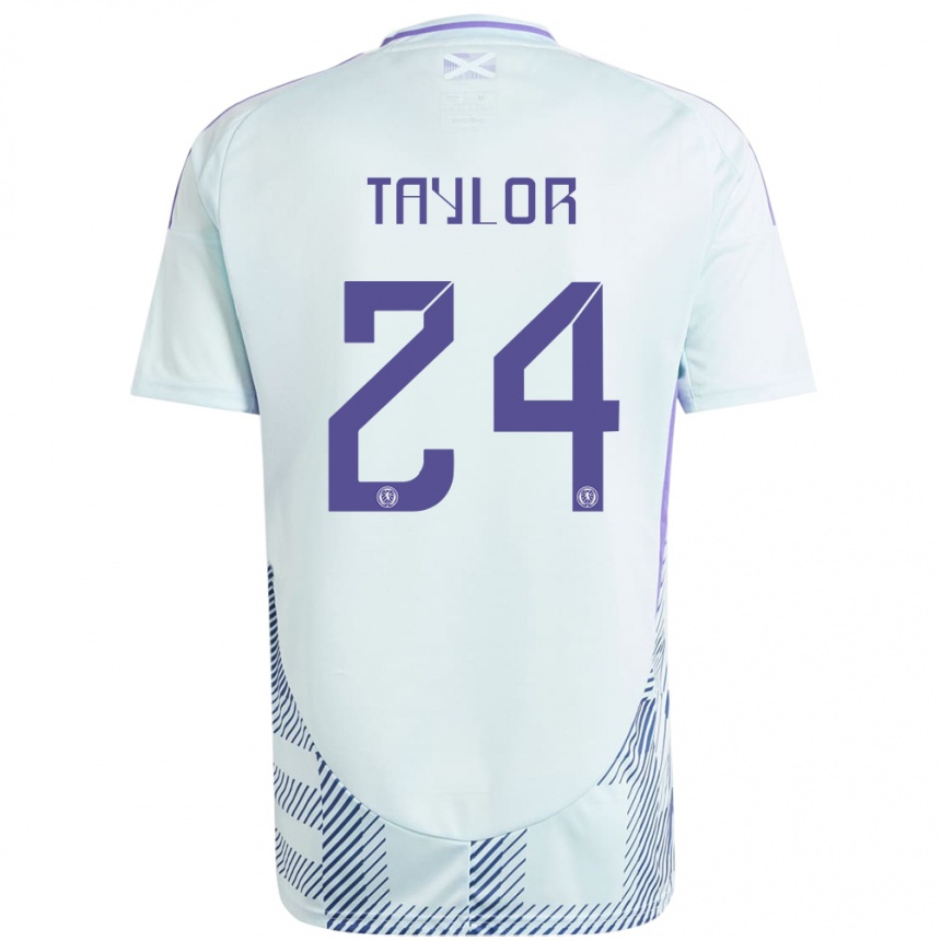 Women Football Scotland Greg Taylor #24 Light Mint Blue Away Jersey 24-26 T-Shirt Nz