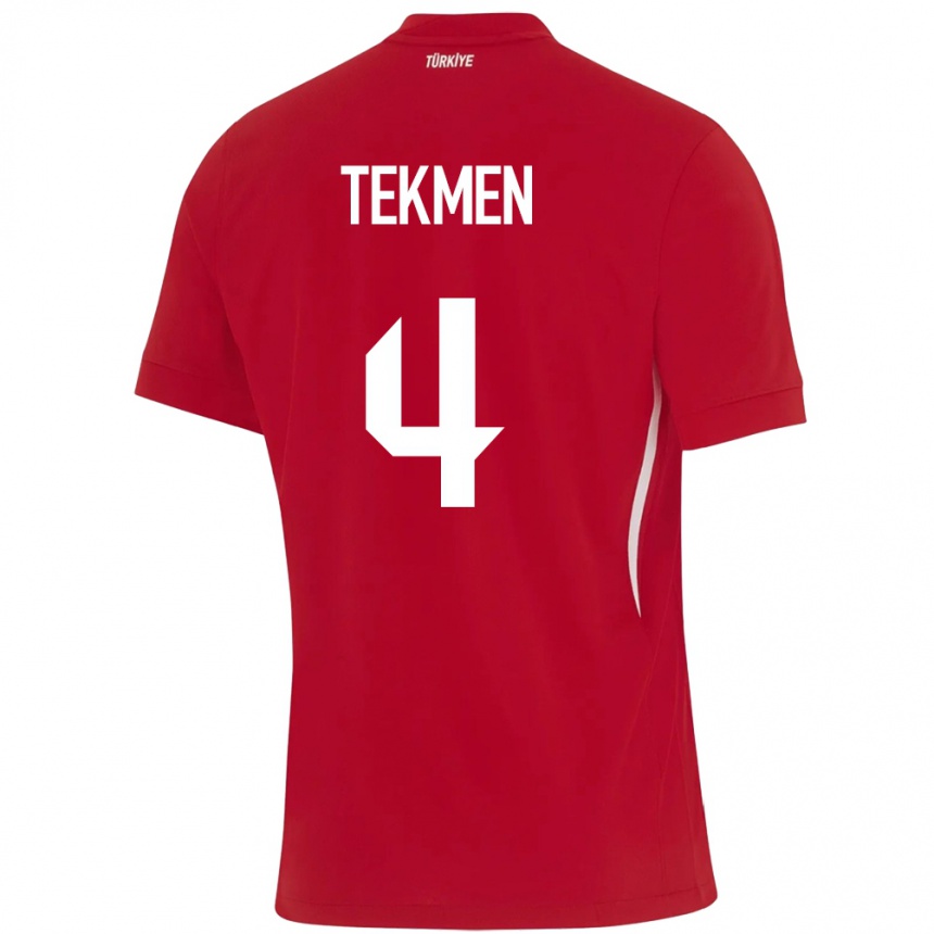 Women Football Turkey Ece Tekmen #4 Red Away Jersey 24-26 T-Shirt Nz