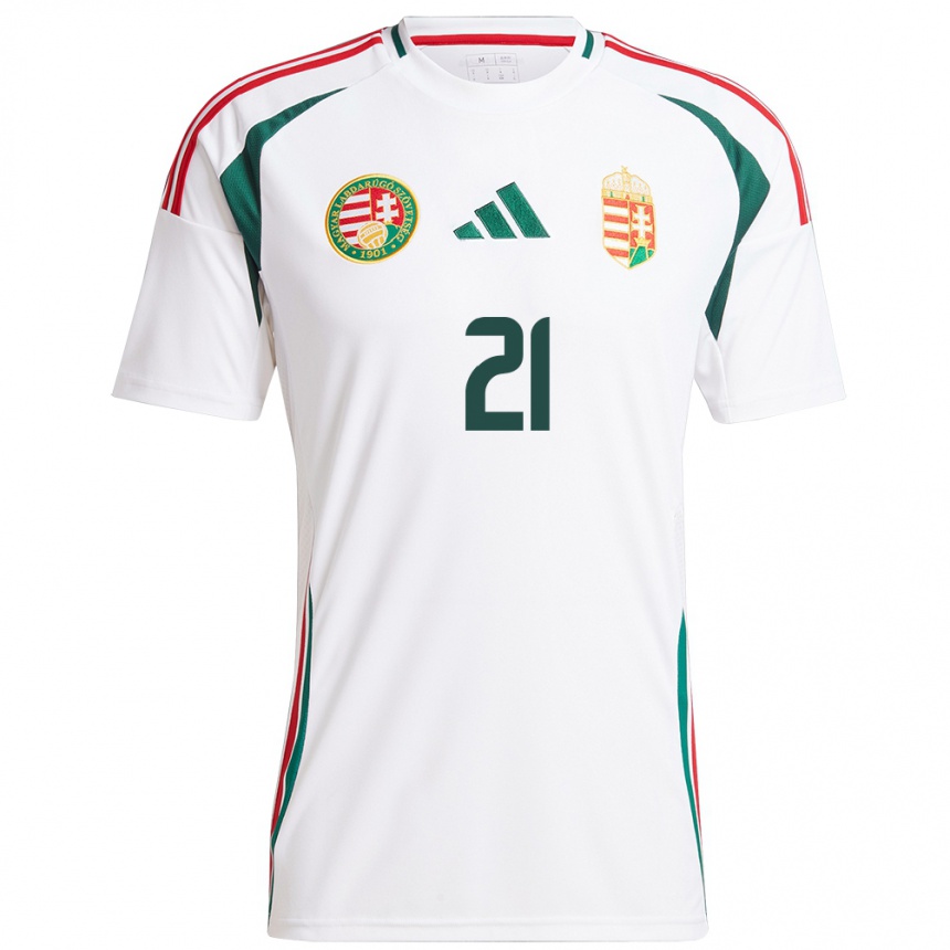 Women Football Hungary Glória Siber #21 White Away Jersey 24-26 T-Shirt Nz