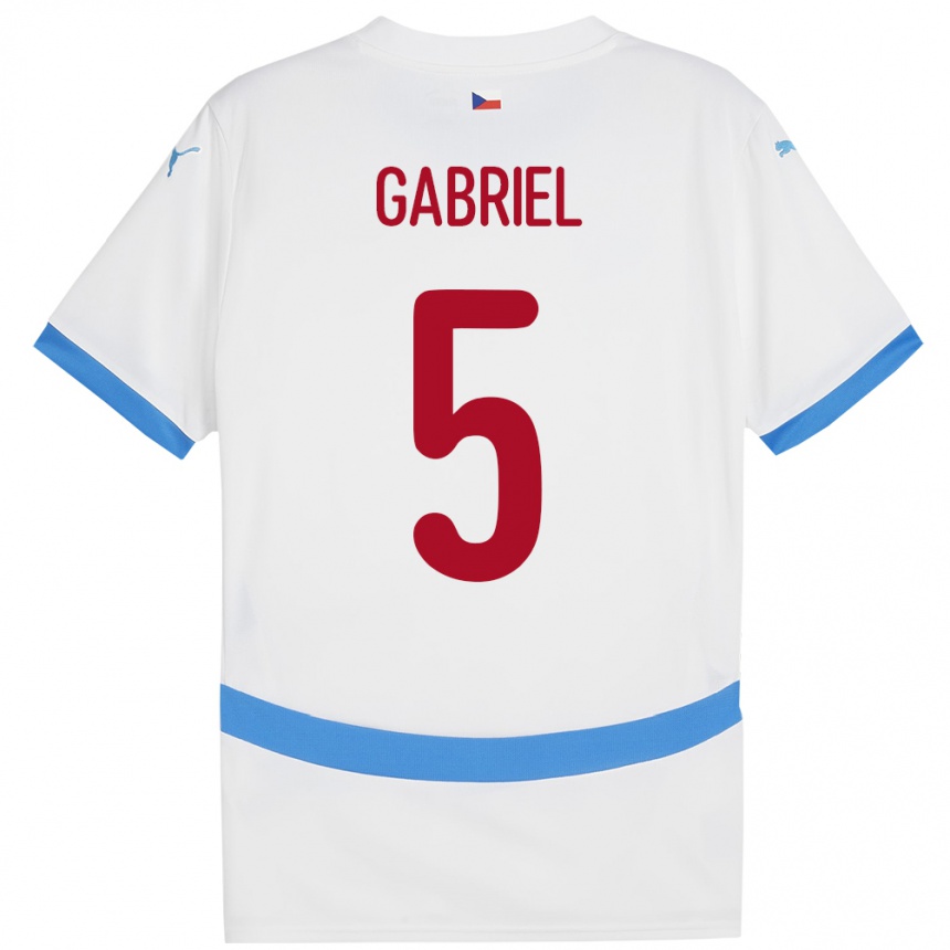 Women Football Czech Republic Adam Gabriel #5 White Away Jersey 24-26 T-Shirt Nz