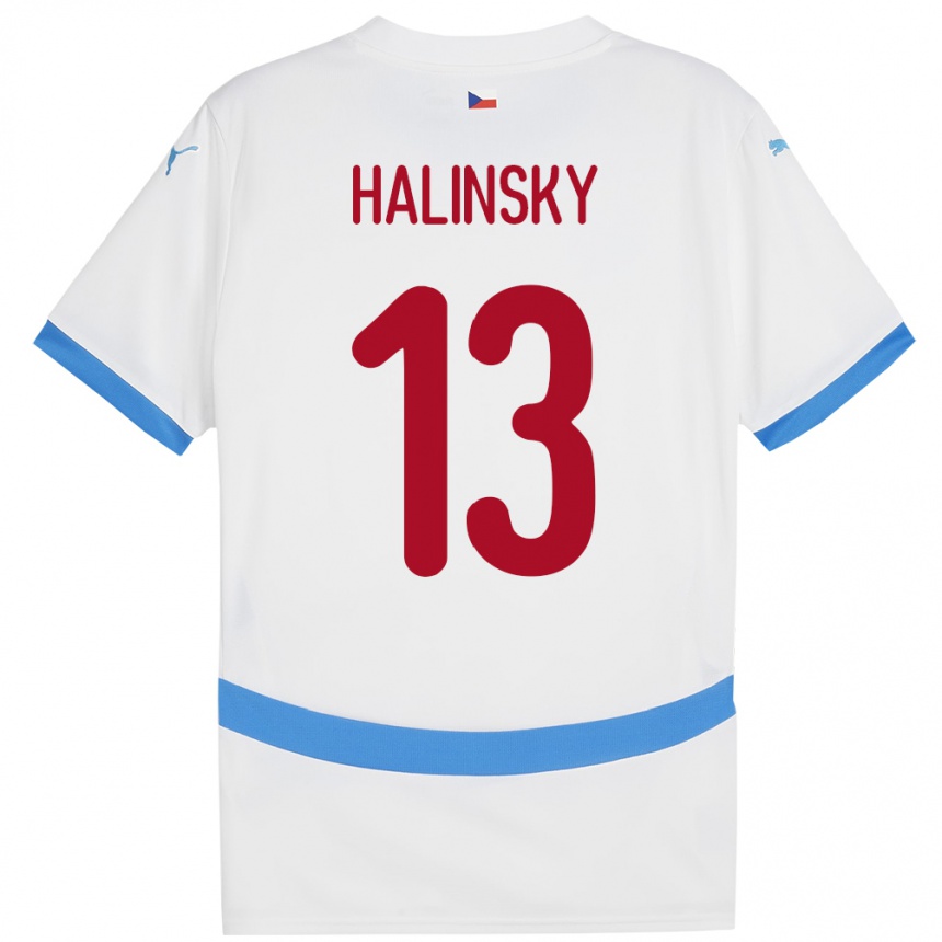 Women Football Czech Republic Denis Halinsky #13 White Away Jersey 24-26 T-Shirt Nz