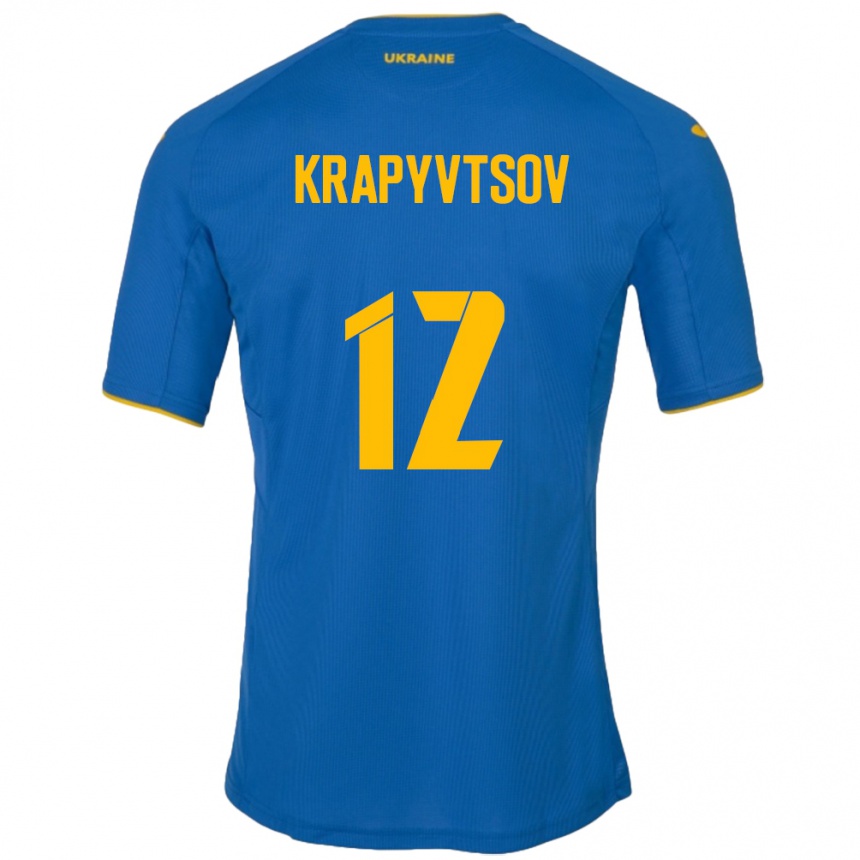 Women Football Ukraine Vladyslav Krapyvtsov #12 Blue Away Jersey 24-26 T-Shirt Nz