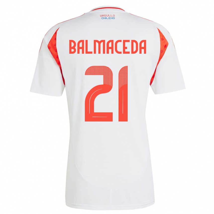 Women Football Chile Rosario Balmaceda #21 White Away Jersey 24-26 T-Shirt Nz