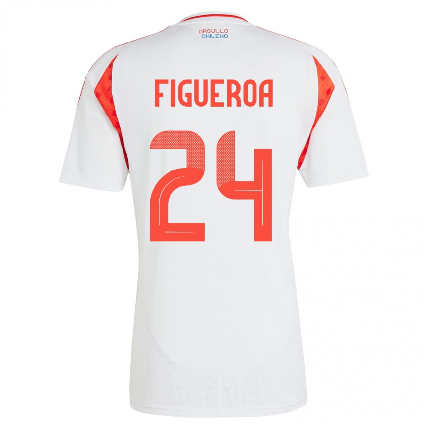 Women Football Chile Ámbar Figueroa #24 White Away Jersey 24-26 T-Shirt Nz