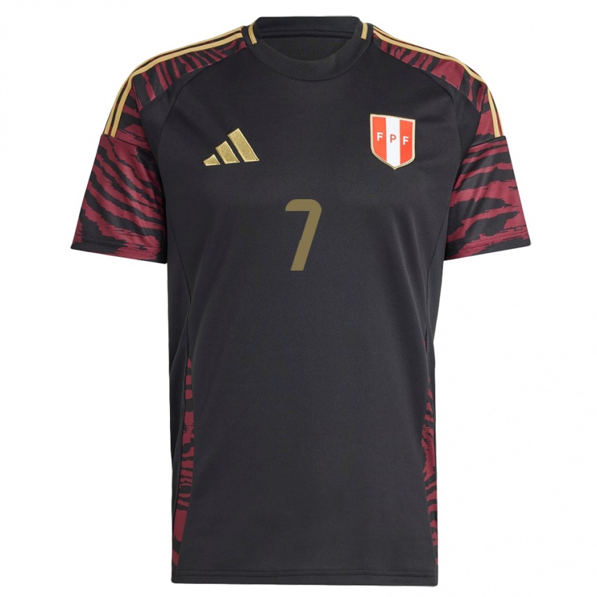 Women Football Peru Steffani Otiniano #7 Black Away Jersey 24-26 T-Shirt Nz