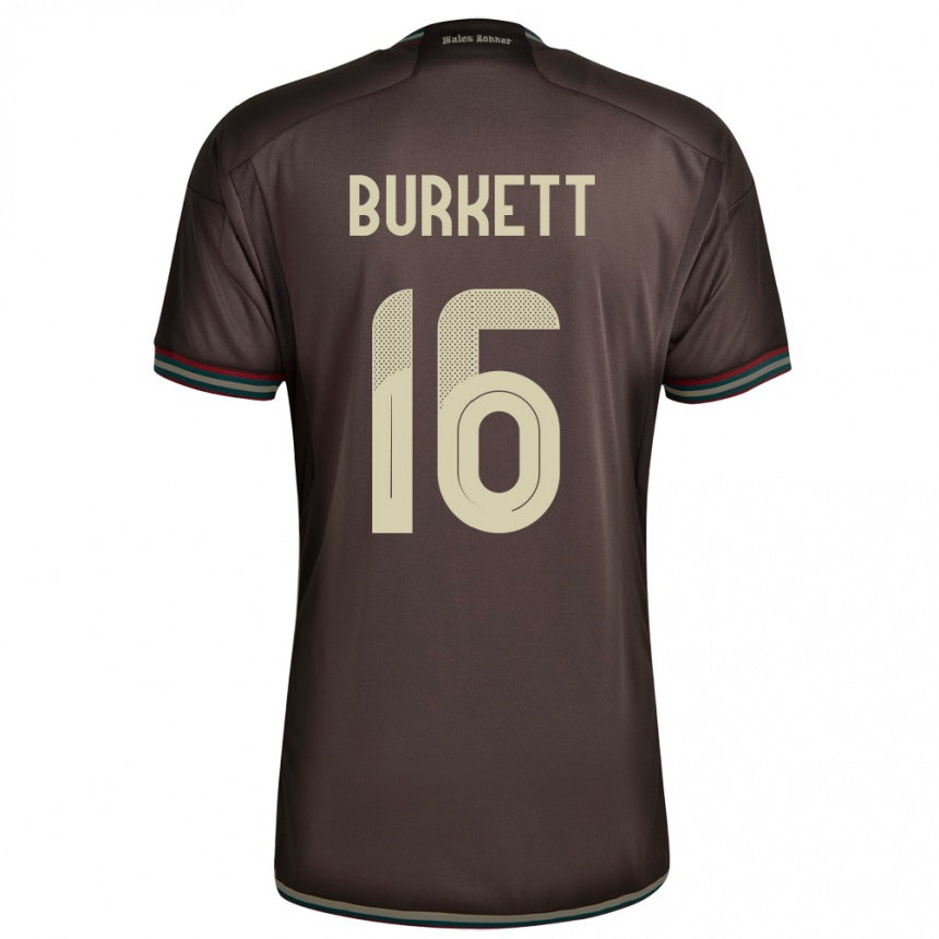 Women Football Jamaica Brian Burkett #16 Night Brown Away Jersey 24-26 T-Shirt Nz