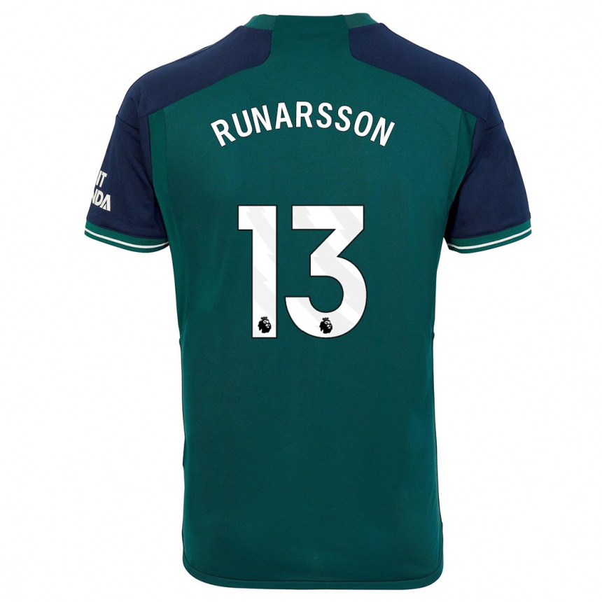 Kids  Runar Alex Runarsson #13 Green Third Jersey 2023/24 T-Shirt Nz