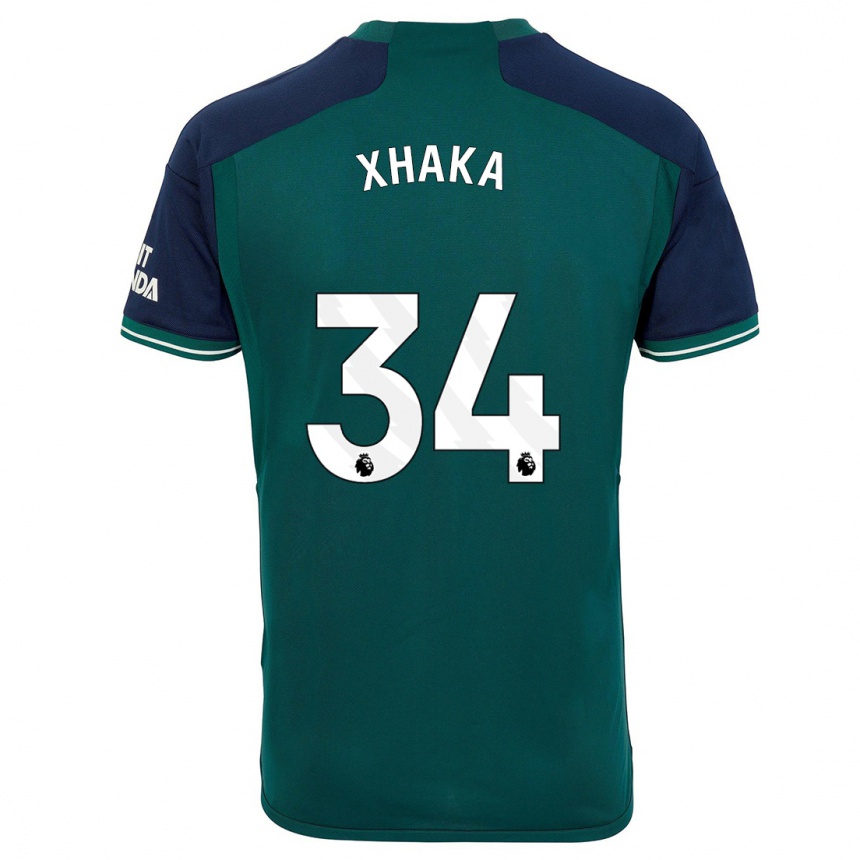 Kids  Granit Xhaka #34 Green Third Jersey 2023/24 T-Shirt Nz