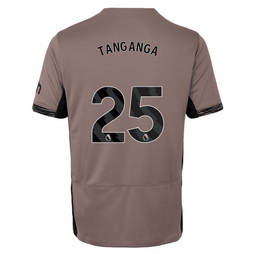 Kids  Japhet Tanganga #25 Dark Beige Third Jersey 2023/24 T-Shirt Nz