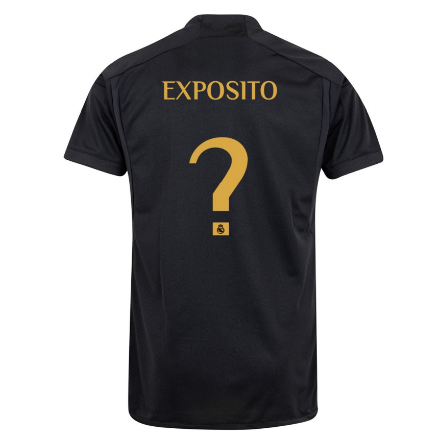 Kids  Samu Exposito #0 Black Third Jersey 2023/24 T-Shirt Nz