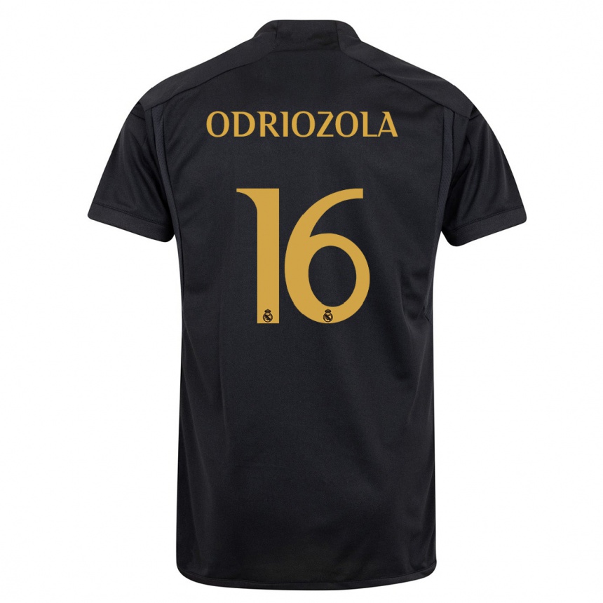 Kids  Alvaro Odriozola #16 Black Third Jersey 2023/24 T-Shirt Nz