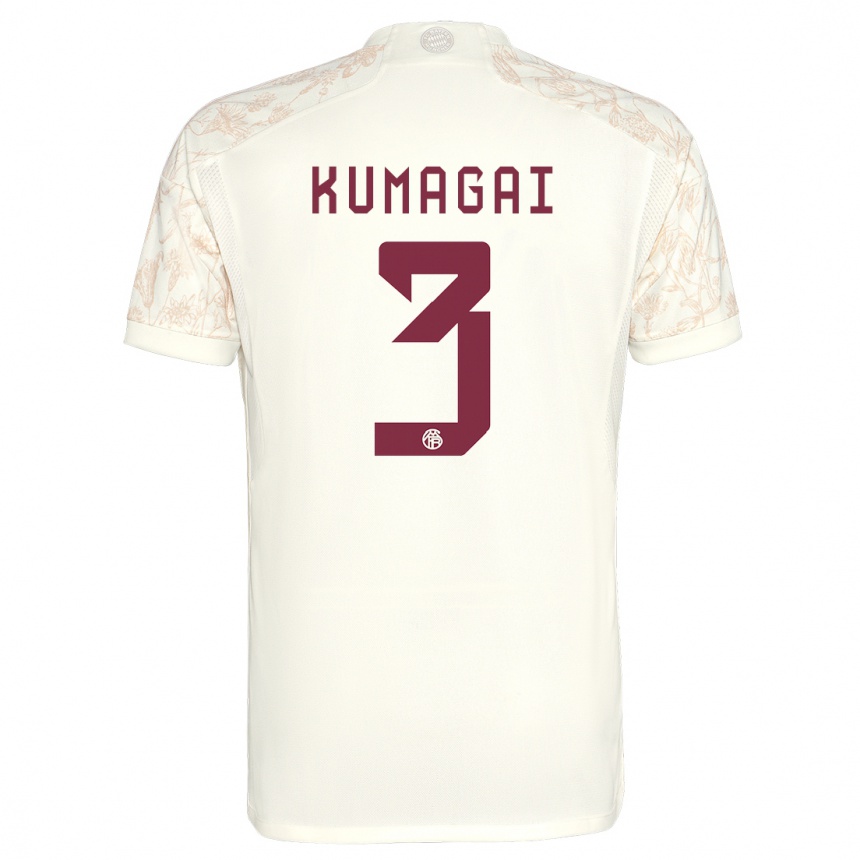 Kids  Saki Kumagai #3 Off White Third Jersey 2023/24 T-Shirt Nz