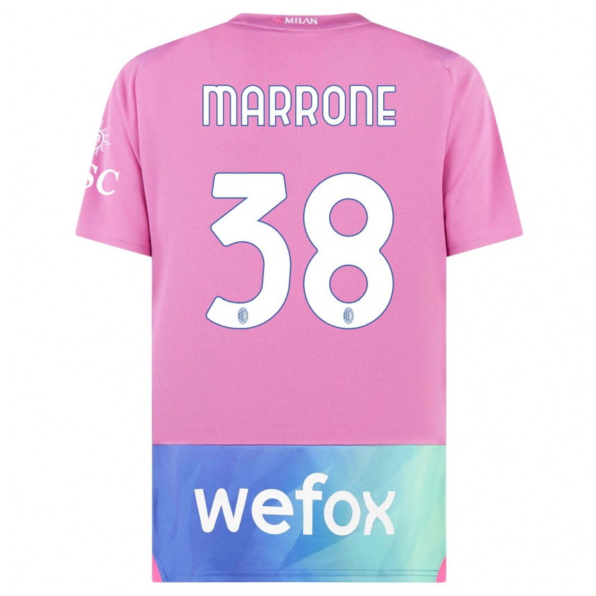 Kids  Federico Marrone #38 Pink Purple Third Jersey 2023/24 T-Shirt Nz