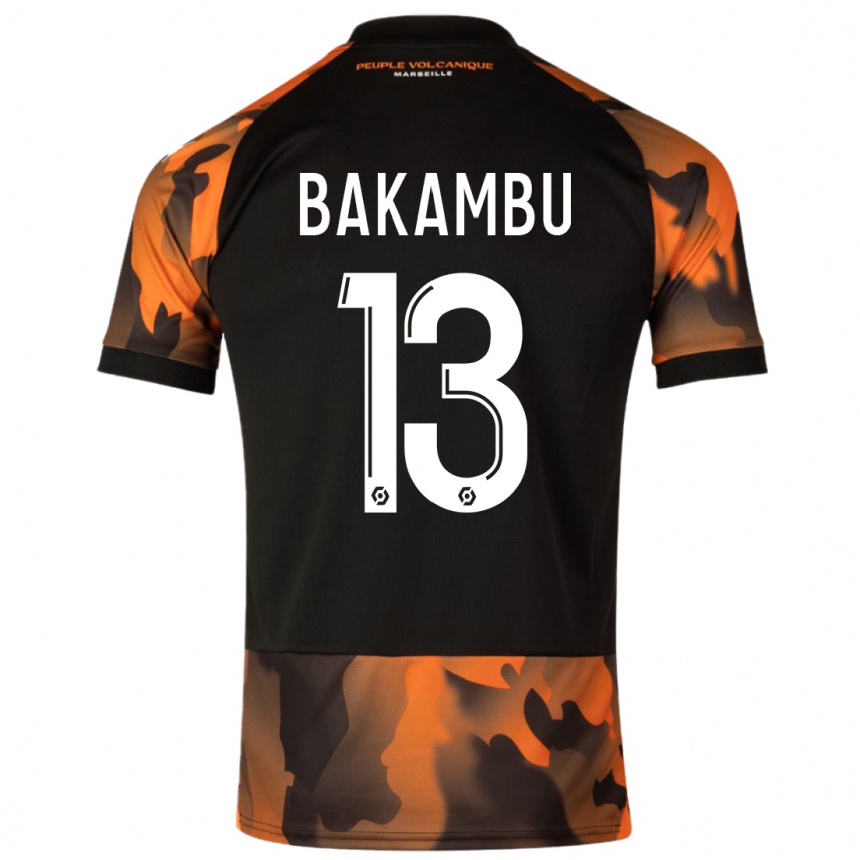 Kids  Cedric Bakambu #13 Black Orange Third Jersey 2023/24 T-Shirt Nz