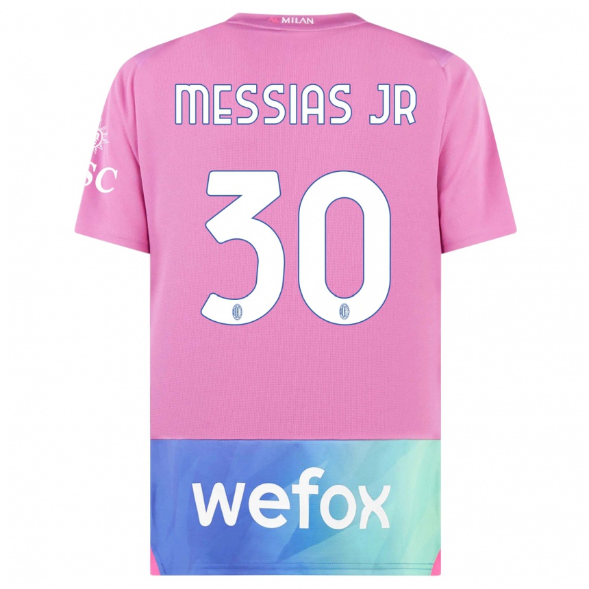 Men  Junior Messias #30 Pink Purple Third Jersey 2023/24 T-Shirt Nz