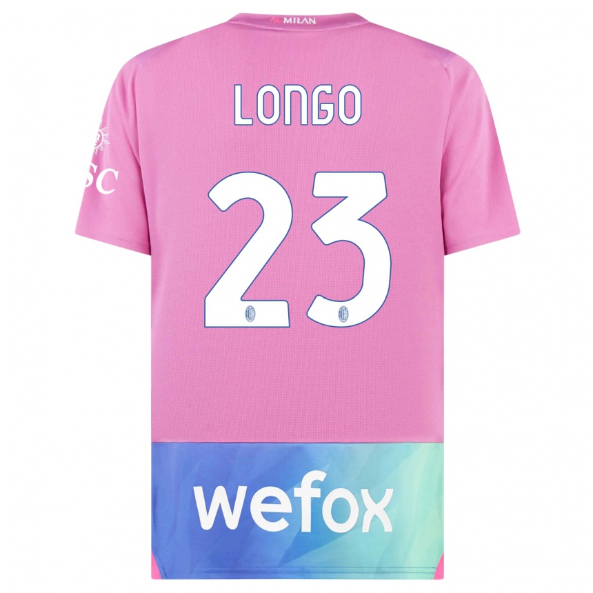 Men  Miriam Longo #23 Pink Purple Third Jersey 2023/24 T-Shirt Nz