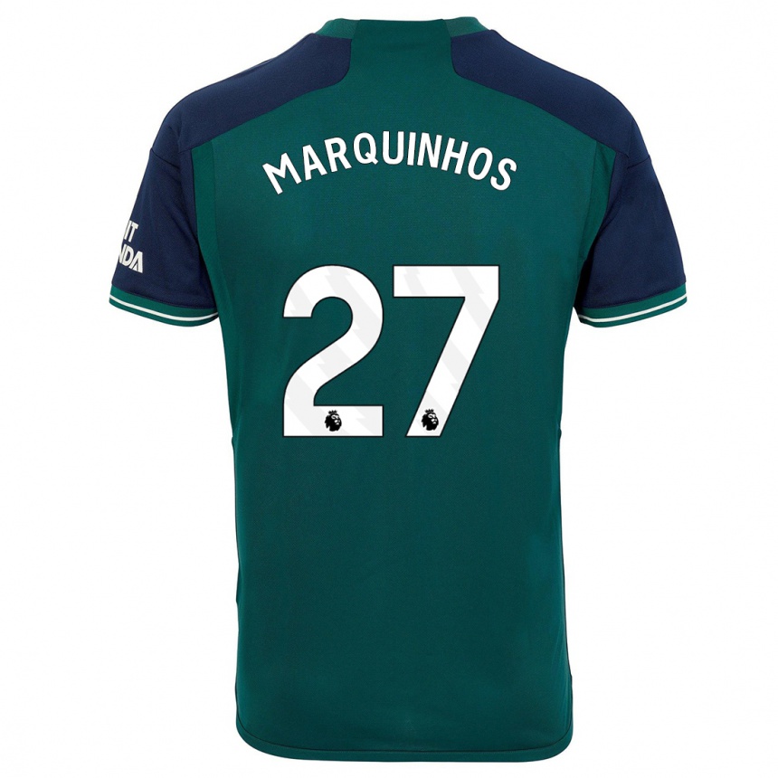 Women  Marquinhos #27 Green Third Jersey 2023/24 T-Shirt Nz